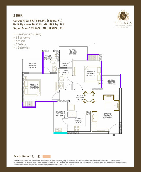civitech strings floor plan 1020-sqft