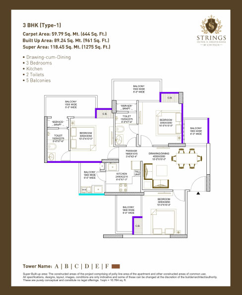 civitech strings floor plan 1365-sqft